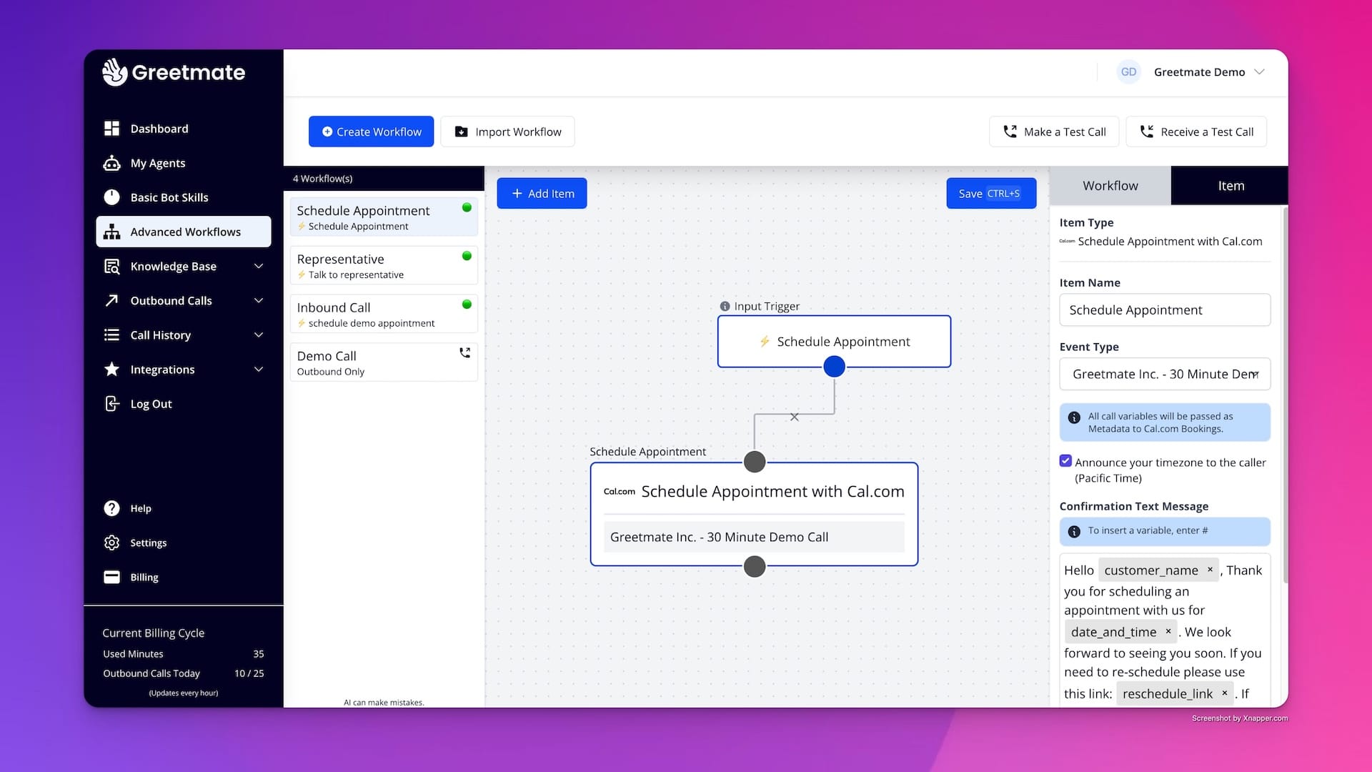 Screenshot of app Greetmate.ai